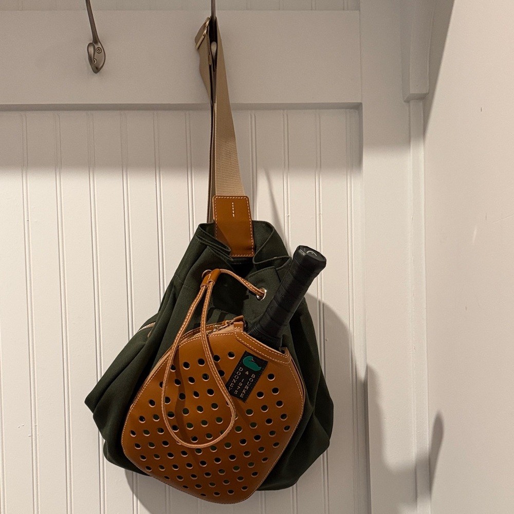 Dooney & Bourke Green and Brown Pickleball Bag Sling
